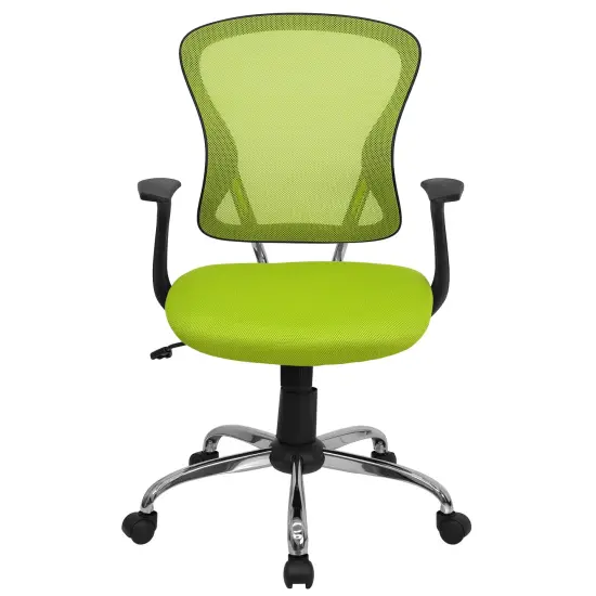 Emma and Oliver Mid-Back Mesh Swivel Task Office Chair with Chrome Base and Arms Green {3}
