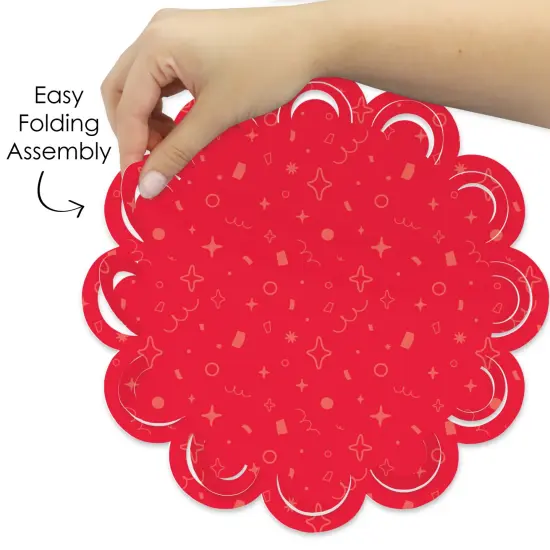 Big Dot of Happiness Red Confetti Stars - Simple Party Round Table Decorations - Paper Chargers - Place Setting For 12 {6}