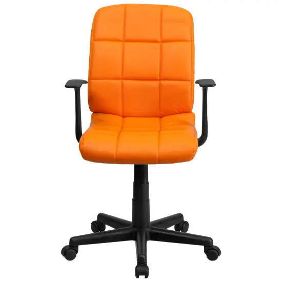Emma and Oliver Mid-Back Quilted Vinyl Swivel Task Office Chair with Arms Orange {3}