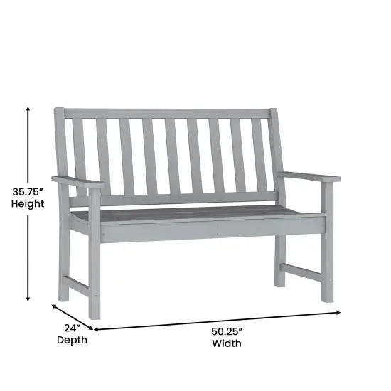 Merrick Lane Cressly All Weather Recycled HDPE Bench for Indoor and Outdoor Use White {12}