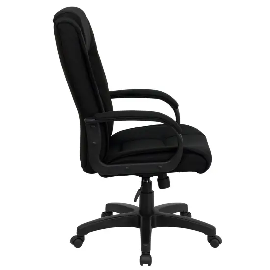 Emma and Oliver High Back Multi-Line Stitch Executive Swivel Office Chair with Arms Black Fabric {5}