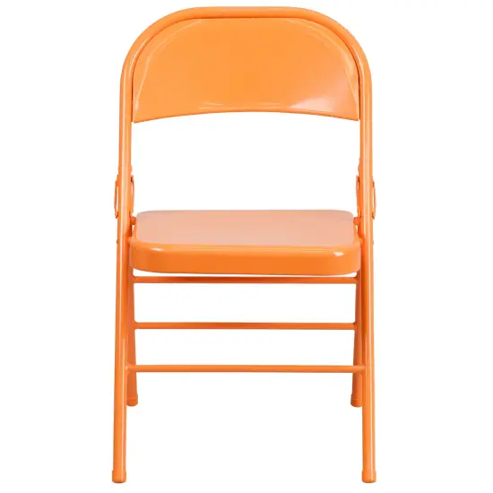 Emma and Oliver 2 Pack Home & Office Colorful Metal Folding Chair Teen and Event Seating Orange Marmalade {3}