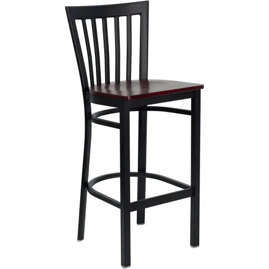 Emma and Oliver School House Back Metal Restaurant Dining Barstool Mahogany/BlackMetal {1}