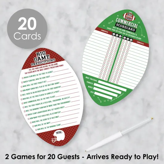 Big Dot of Happiness The Big Game - 2-in-1 Football Party Cards - Activity Duo Games - Set of 20 {3}