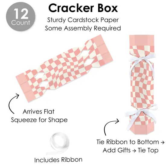 Big Dot of Happiness Pink Checkered Party - No Snap Party Table Favors - DIY Cracker Boxes - Set of 12 {6}