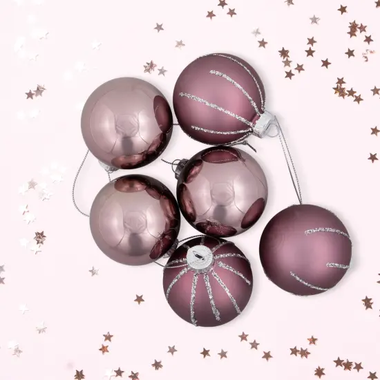 Northlight Shiny and Matte Christmas Glass Ball Ornaments - 2.25" (55mm) - Pink - 24ct {3}