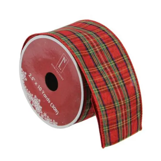 Northlight Red and Green Plaid Wired Christmas Craft Ribbon 2.5" x 10 Yards {1}