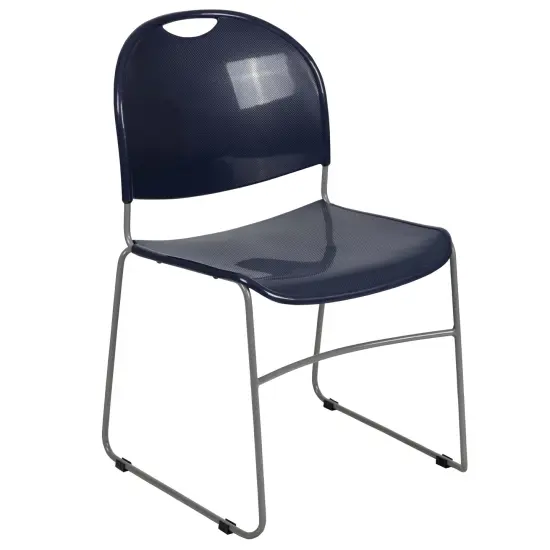 Emma and Oliver Ultra-Compact School Stack Chair - Office Guest Chair/Student Chair BlackPlastic/Black {6}
