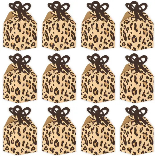 Big Dot of Happiness Leopard Print - Square Favor Gift Boxes - Cheetah Party Bow Boxes - Set of 12 {6}