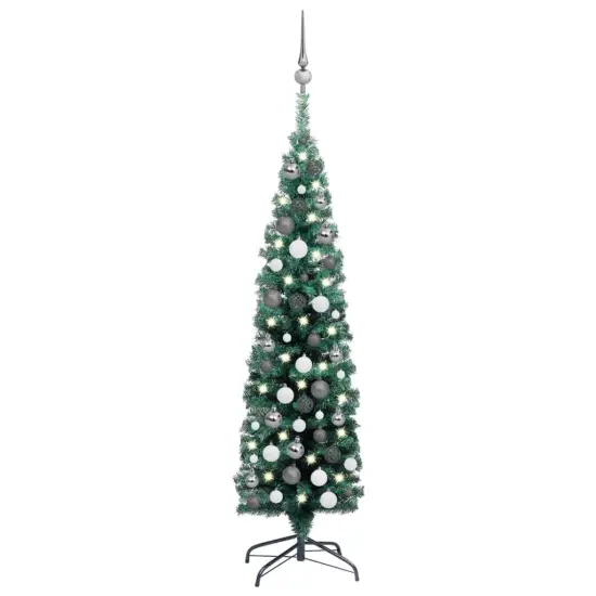 Slim Artificial Christmas Tree with LEDs&Ball Set {5}