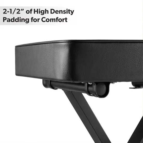 Hamzer Cushioned Piano Bench, Adjustable Keyboard Stool Chair - Foldable & Portable w/ Padded Cushion - Stable Sturdy Collapsible X Style Seat, Black {4}