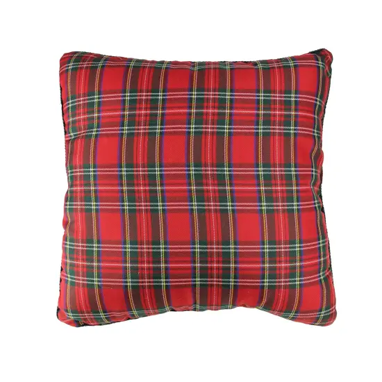 Kurt Adler 15.5" Red and Green Plaid Square Christmas Throw Pillow {4}