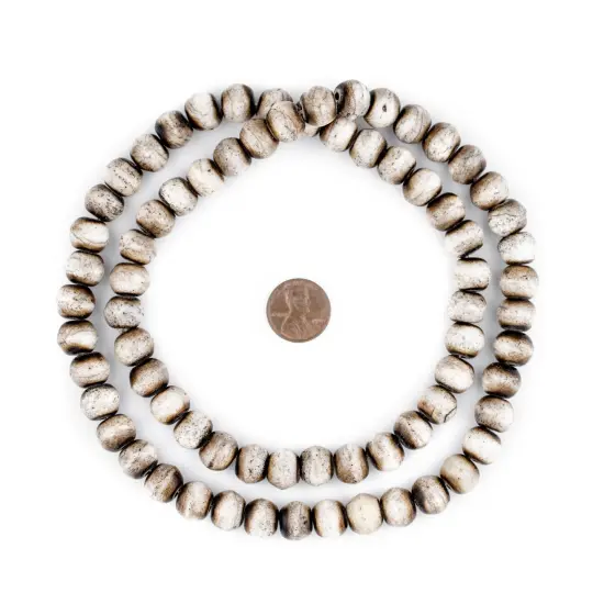 The Bead Chest Grey Round Bone Beads (12mm) {2}