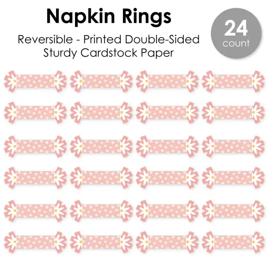 Big Dot of Happiness Pink Daisy Flowers - Floral Party Paper Napkin Holder - Napkin Rings - Set of 24 {4}