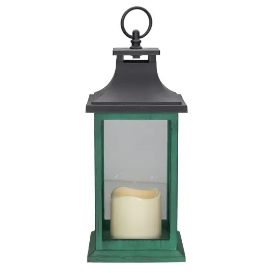 Northlight LED Candle With Christmas Tree Lantern - 12" - Green and Black {6}