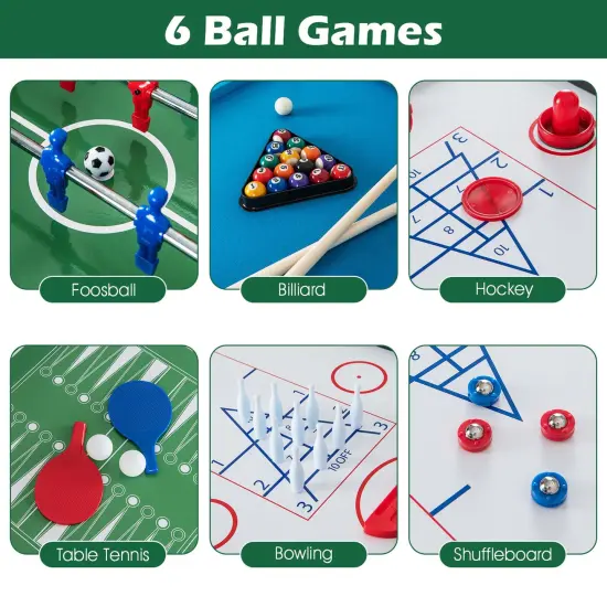 Costway 12-in-1 Combo Game Table Set with Foosball Air Hockey Pool Ping Pong Chess Bowling {4}