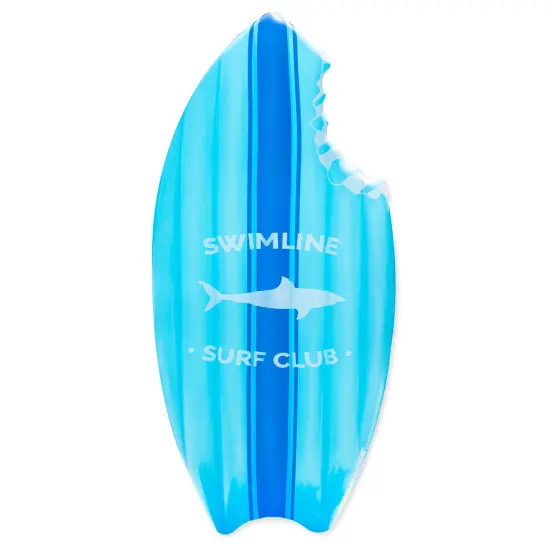 Swimline Shark Bite Surfboard Swimming Pool Inflatable Raft - 73" - Blue {1}