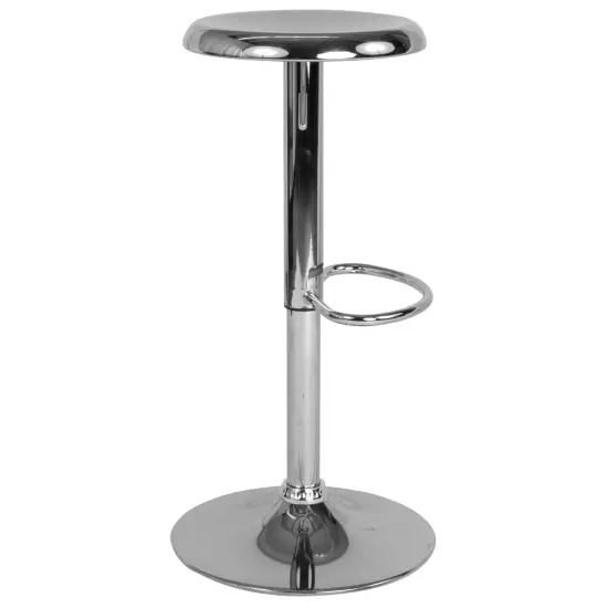 Merrick Lane Audrey Retro Style Height Adjustable Barstool with Footrest Chrome {4}