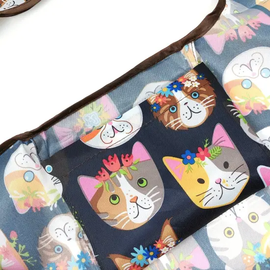Wrapables Large & Small Foldable Tote Nylon Reusable Grocery Bags, Set of 2 Crazy Cats {4}