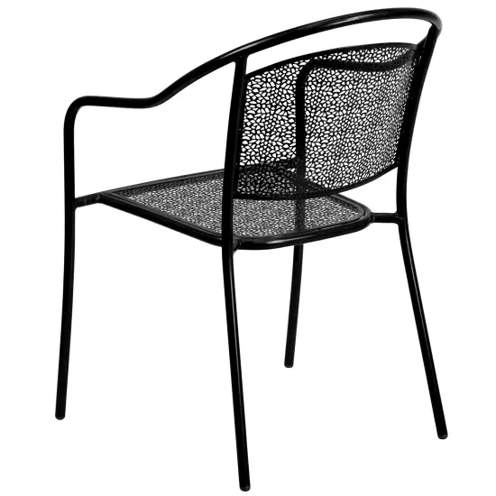 Emma and Oliver Commercial Grade 5 Pack Indoor-Outdoor Steel Patio Arm Chair with Round Back Black {4}