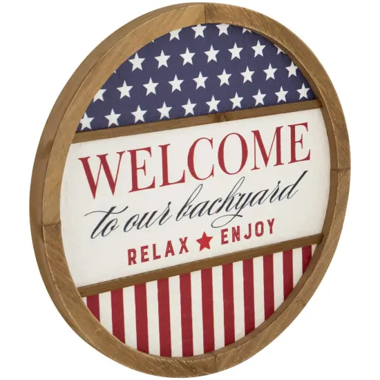 Northlight Welcome to Our Backyard Americana Framed Wall Sign - 11.75" Red {6}