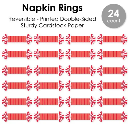 Big Dot of Happiness Red Stripes - Simple Party Paper Napkin Holder - Napkin Rings - Set of 24 {7}