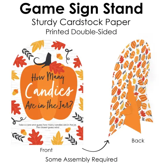 Big Dot of Happiness Fall Pumpkin - How Many Candies Halloween or Thanksgiving Party Game - 1 Stand and 40 Cards - Candy Guessing Game {6}