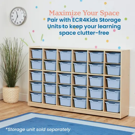 Scoop Front Storage Bins, Multipurpose Organization, 30-Pack Powder Blue {5}