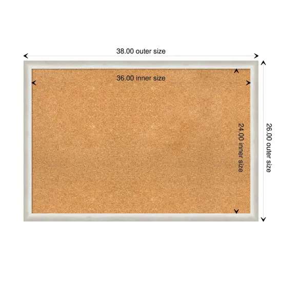 Two Tone Wood Framed Corkboard, Natural Cork Silver {3}