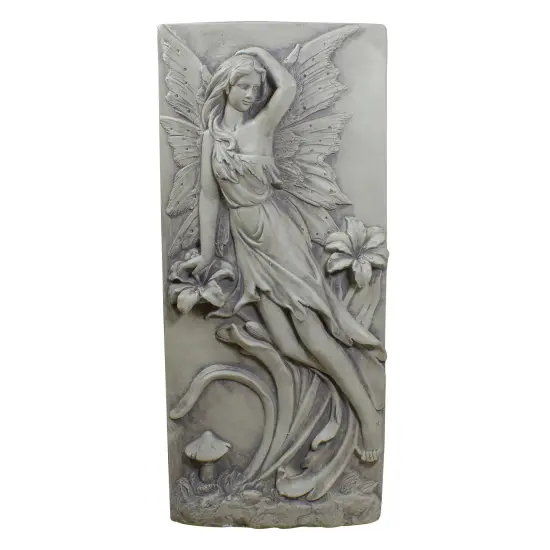 Northlight Lily Flowers and Fairy Wall Plaque - 31" - Gray {1}