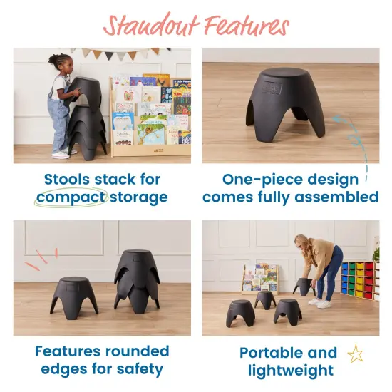 Ayana Stool Set, Flexible Seating, 4-Pack Black {5}