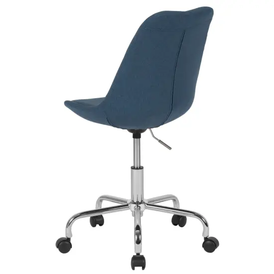 Merrick Lane Marilyn Swivel Office Chair with Height Adjustable Swivel Seat in Stylish Upholstery Blue {4}