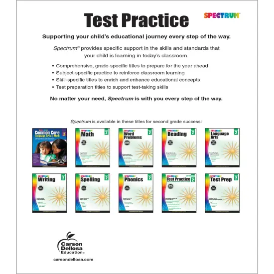 Spectrum Test Practice 2nd Grade Workbook, Math, Language Arts, Reading Comprehension, Grammar, Spelling, Vocabulary, and Writing Practice, Classroom or Homeschool Curriculum {2}