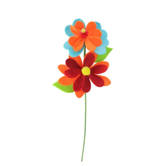 Raz 21.75" Vibrantly Colored Double Flower Christmas Spray Orange {1}