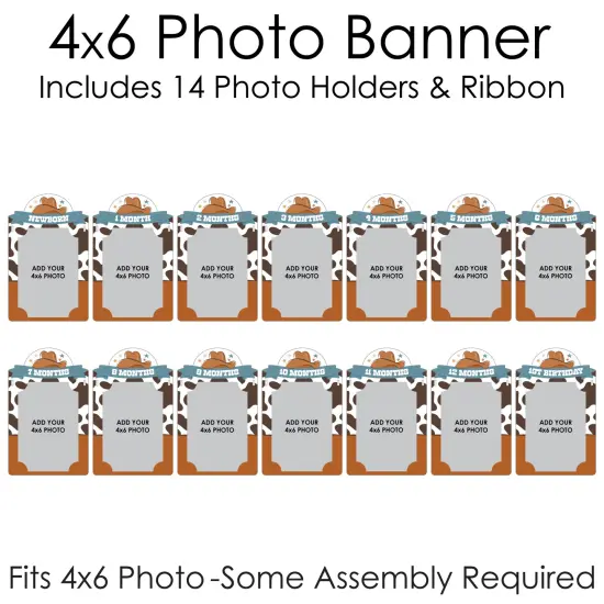 Big Dot of Happiness My First Rodeo - DIY Little Cowboy 1st Birthday Party Decor - Picture Display - Photo Banner {5}