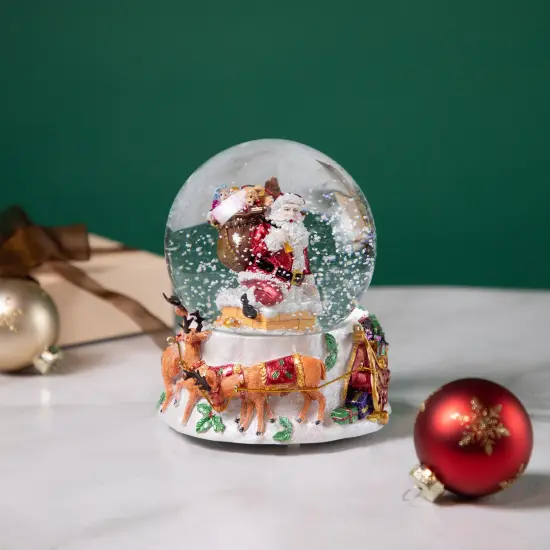 Northlight 6.5" Santa Delivering Gifts Musical Christmas Snow Globe Multi {3}