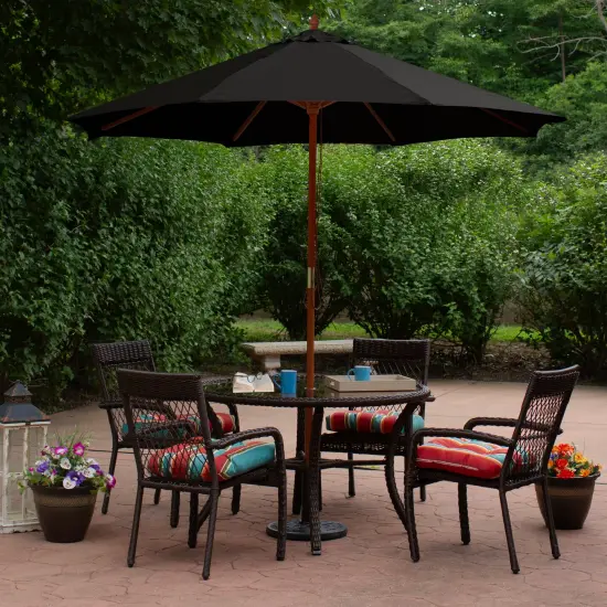 Northlight 8.5ft Outdoor Patio Market Umbrella with Wooden Pole, Black {3}