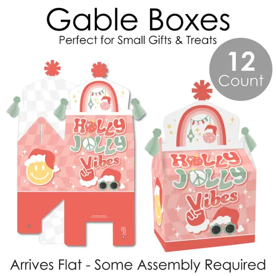 Big Dot of Happiness Groovy Christmas - Treat Box Party Favors - Pastel Holiday Party Goodie Gable Boxes - Set of 12 {7}