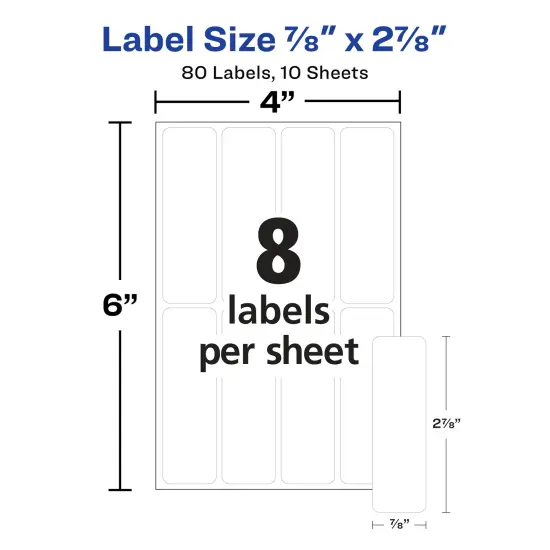 Avery Erasable Multi-Use Removable Labels, 7/8" x 2-7/8", White, Non-Printable, 80 Blank Labels Total (5429) {5}