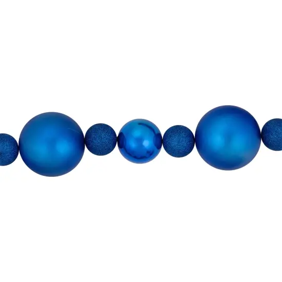 Northlight 3-Finish Shatterproof Ball Christmas Garland - 6'x 4" - Blue- Unlit {5}