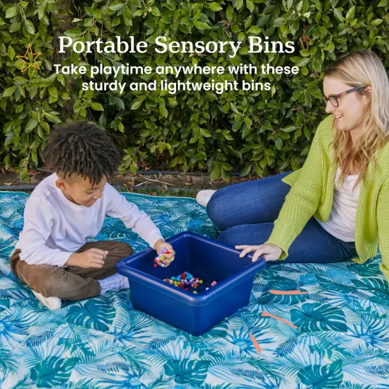 Square Bin with Lid, Storage Containers, 2-Pack Navy {3}