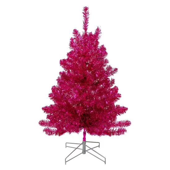 Northlight 3' Metallic Pink Tinsel Artificial Christmas Tree - Unlit {3}