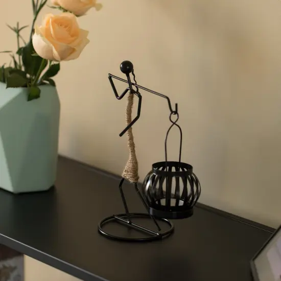 Wire Figure Candle Holder Decorative Modern Tea Light Lantern Tabletop Centerpiece Candle Stand {6}