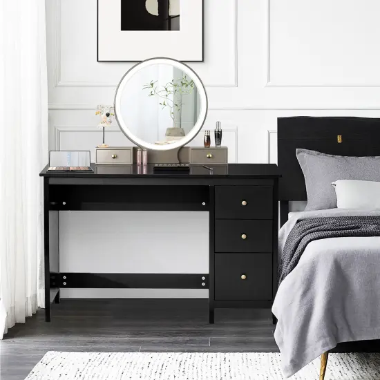 Computer Desk Study Writing Desk Home Office Workstation with 3 Drawers White/Black/Brown {3}