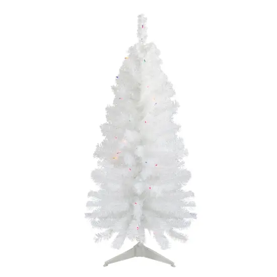 Northlight 4' Pre-Lit White Pine Slim Artificial Christmas Tree - Multi Lights {1}