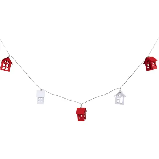 Northlight LED Metal House Christmas Lights - 6.5' Clear Wire - 10ct Red {5}