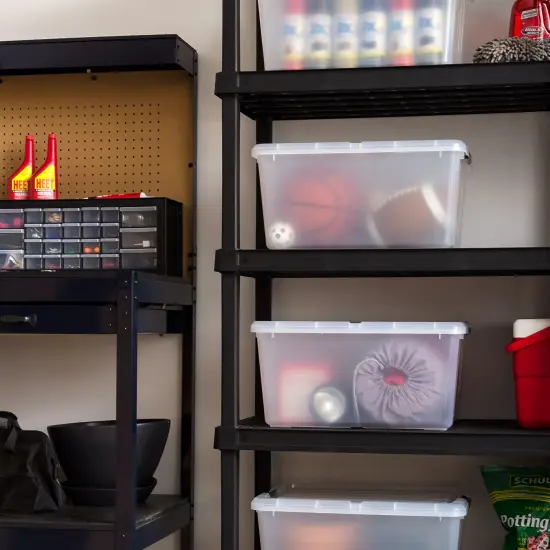 IRIS USA 45 Quart Plastic Storage Container Bin with Latching Lid, Clear, 4 Pack {2}