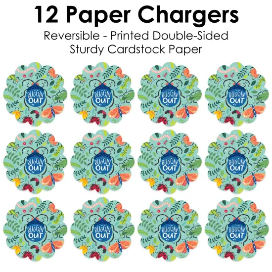 Big Dot of Happiness Buggin' Out - Bugs Birthday Party Round Table Decorations - Paper Chargers - Place Setting For 12 {7}