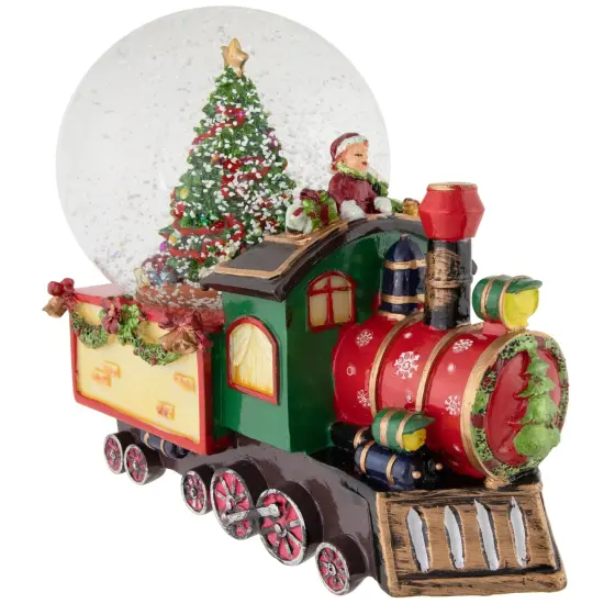 Northlight Elf Train Musical Christmas Snow Globe - 8" Red {4}