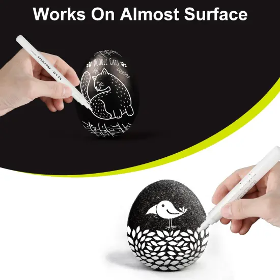 8 Pieces Acrylic White Paint Pens - 2-3MM Medium Tip & 0.7MM Extra Fine White Paint Marker for Rock Painting, Wood, Metal, Fabric, Plastic, Canvas, Glass, Ceramic, Diy Crafts {4}